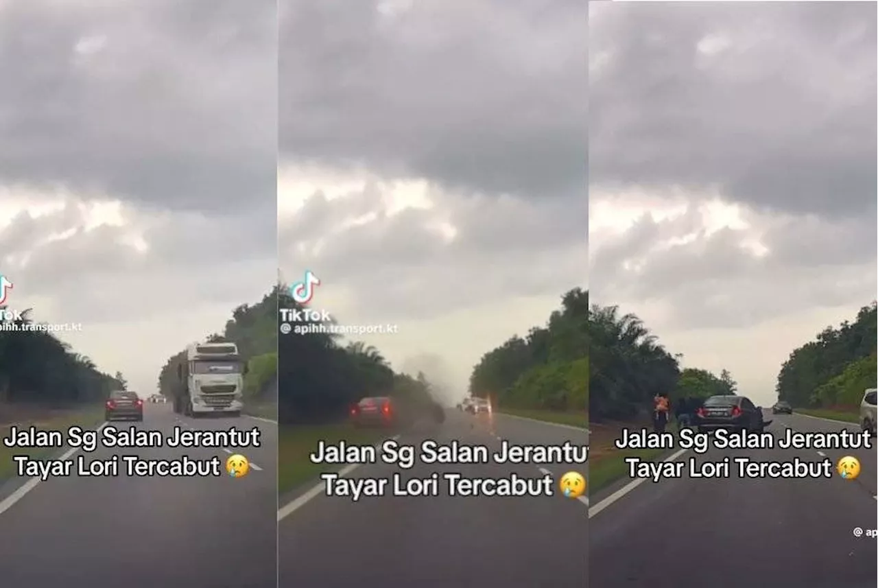 Lorry driver fined after tyre comes loose, hits car in Jerantut