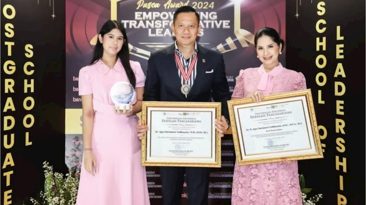 Bangga! AHY Raih Dua Penghargaan Bergengsi pada Pasca Award 2024 Universitas Airlangga