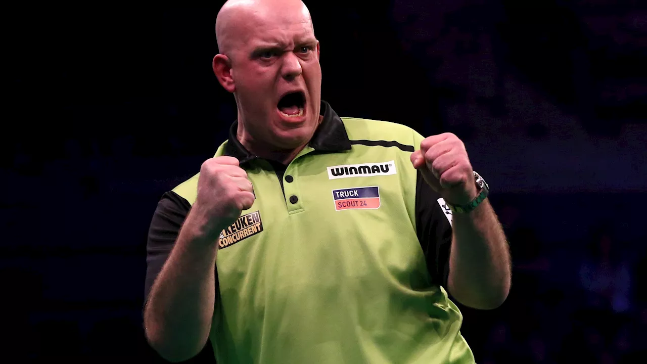 – Michael van Gerwen produced 17 perfect darts before falling agonisingly close from histor...