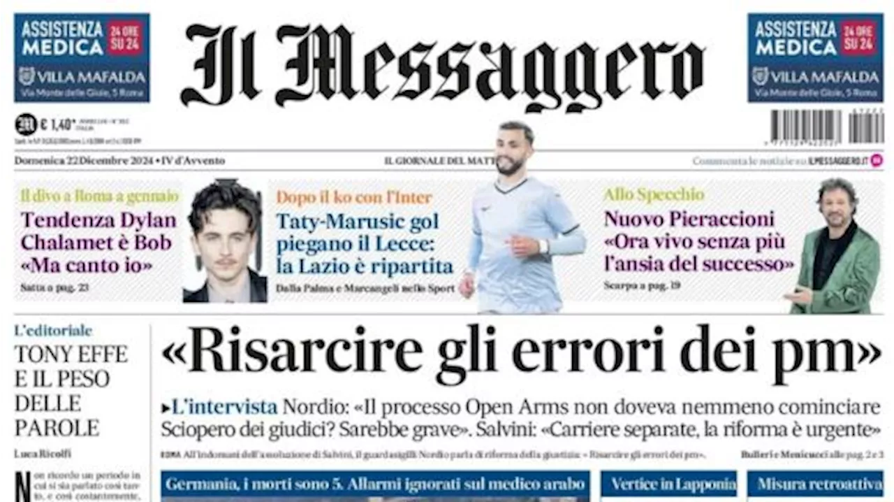 Il Messaggero: 'Taty-Marusic gol piegano il Lecce: la Lazio è ripartita'