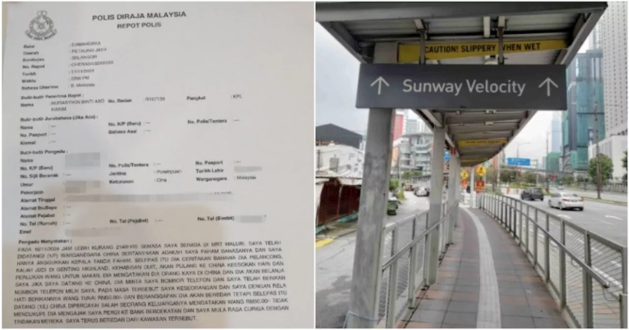  China Nationals Ask M'sian for Cash Near LRT Station, Say They Lost Money to Gambling