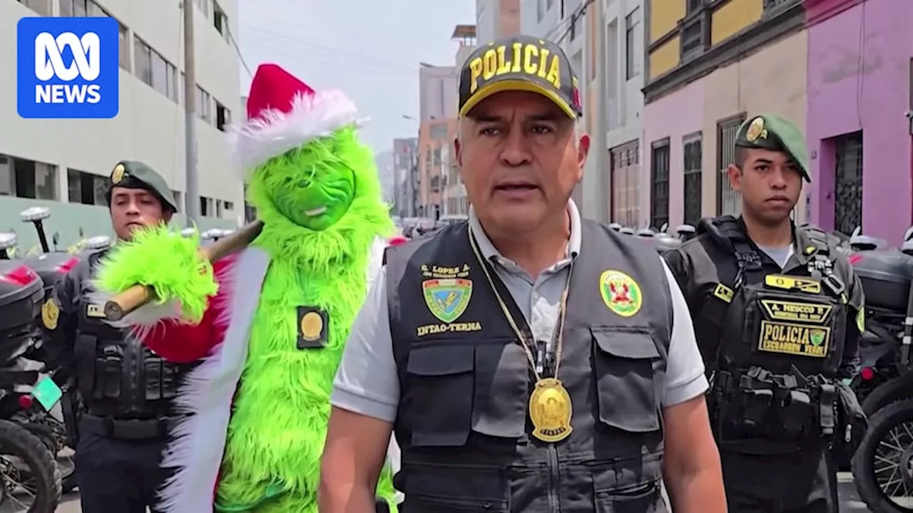 Police officer disguised as the Grinch leads drug bust operation in Peru