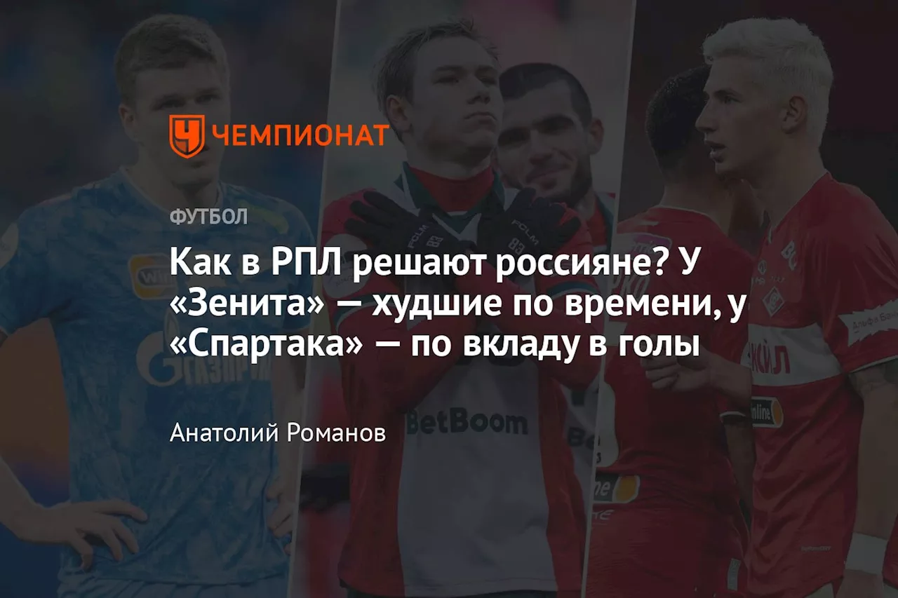 Как в РПЛ решают россияне? У «Зенита» — худшие по времени, у «Спартака» — по вкладу в голы