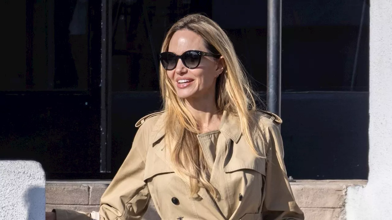 Angelina Jolie does last-minute Christmas shopping at crafts store in chic trench coat