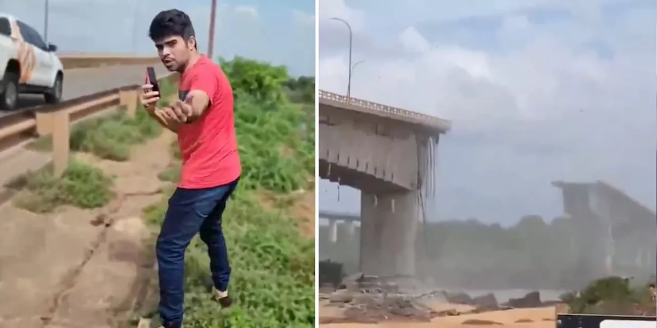 Politiker bemängelt Zustand von Brücke im Video - plötzlich stürzt diese ein