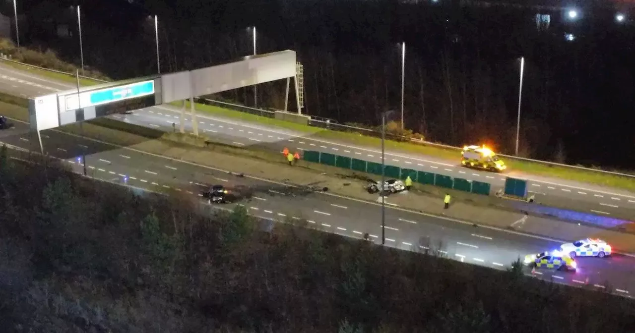 Moment after Glasgow M74 crash caught in drone footage as busy motorway reopens