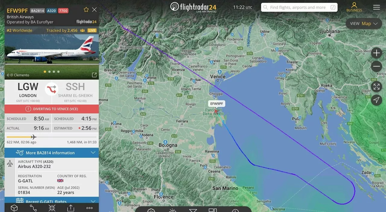 Aereo British Airways Atterrato Emergenza a Venezia