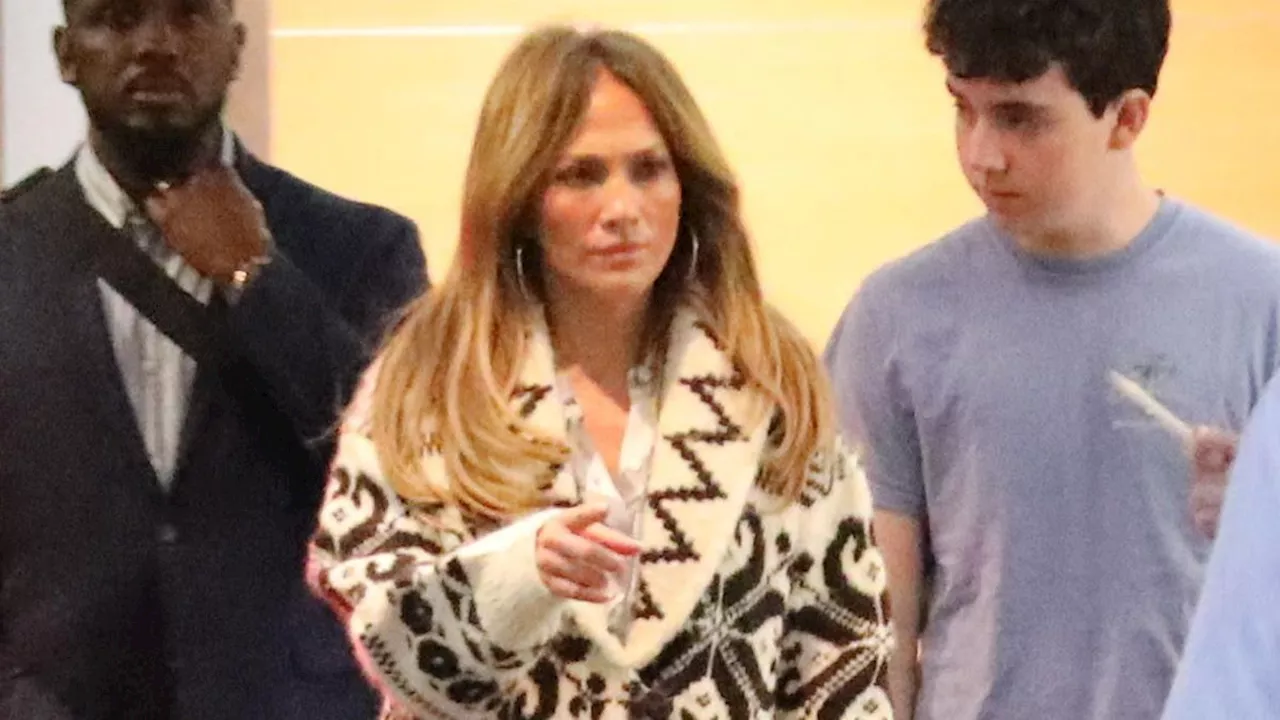 Jennifer Lopez Ditches Revenge Dresses for Cozy Cardigan After Divorce Filing