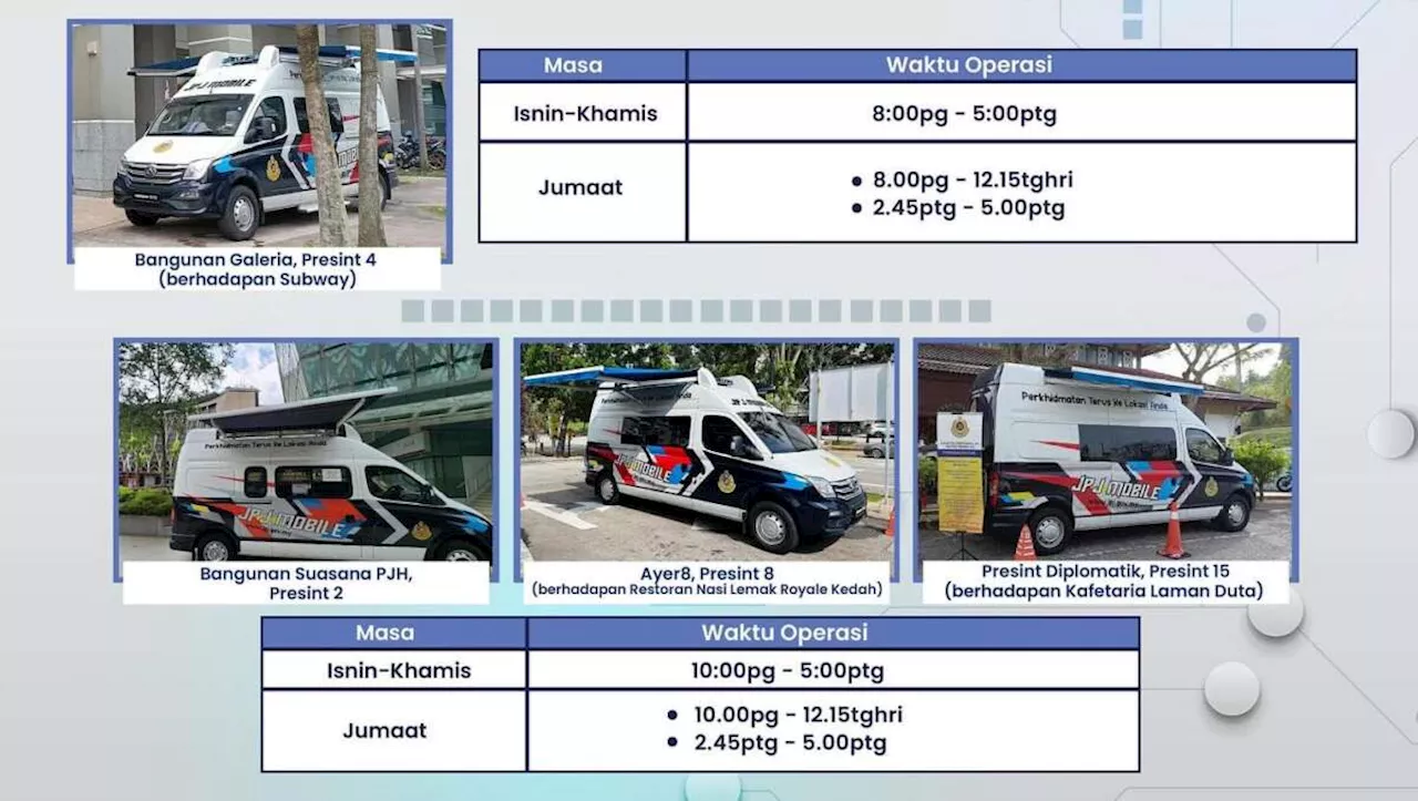 JPJ Putrajaya Galeria counter closed till Jan 1, 2025 – four mobile van counters in operation till Jan 17