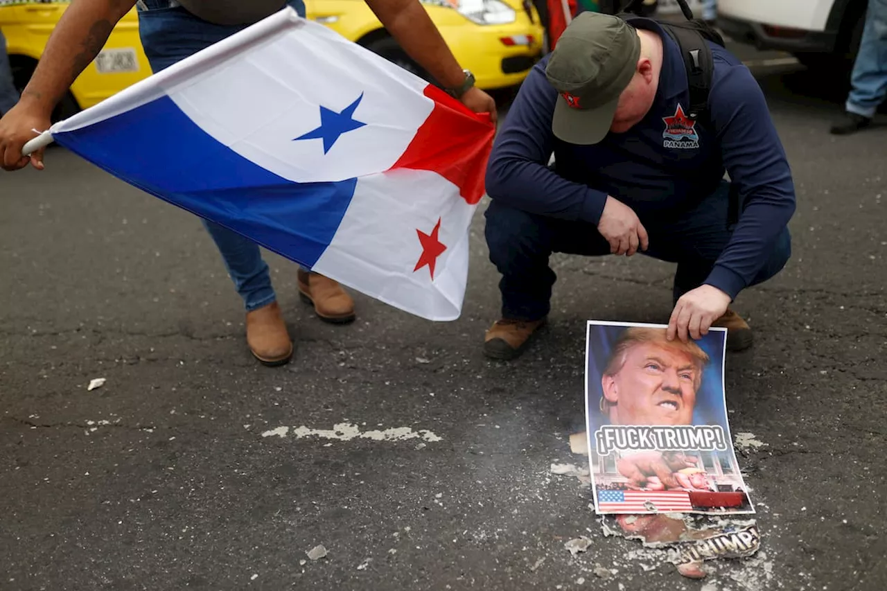 Sindicatos de Panamá queman bandera de Estados Unidos tras amenazas de Trump sobre el Canal