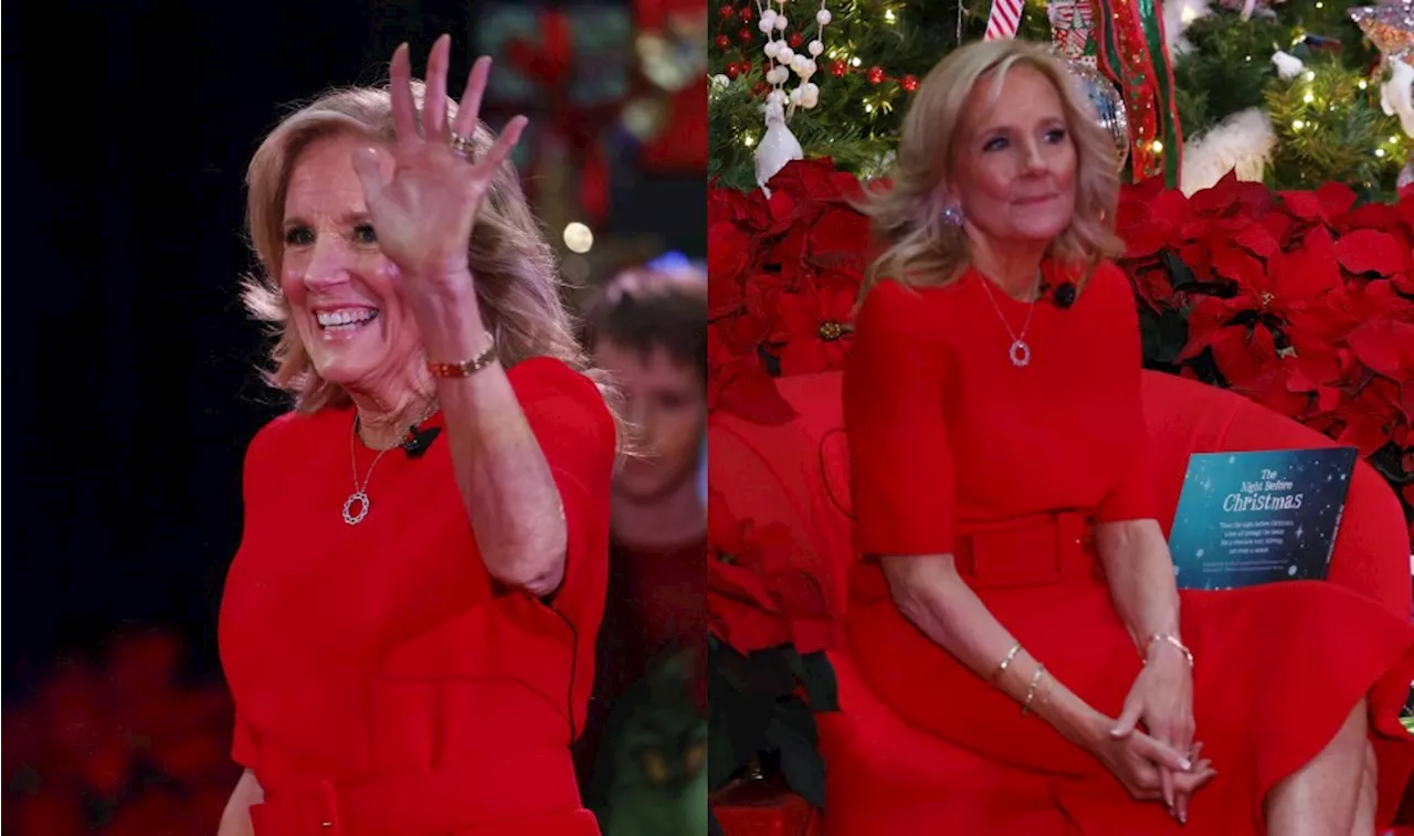 Jill Biden Visits Children’s Hospital in Festive Red Dress