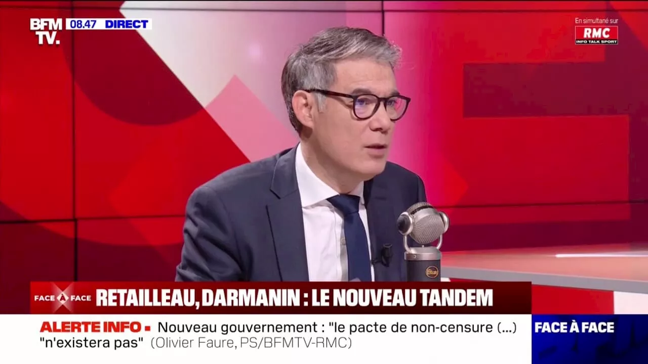 'C'est un signal très à droite': Olivier Faure (PS) réagit au couple Bruno Retailleau et Gérald Darmanin, respectivement ministre de l'Intérieur et de la Justice