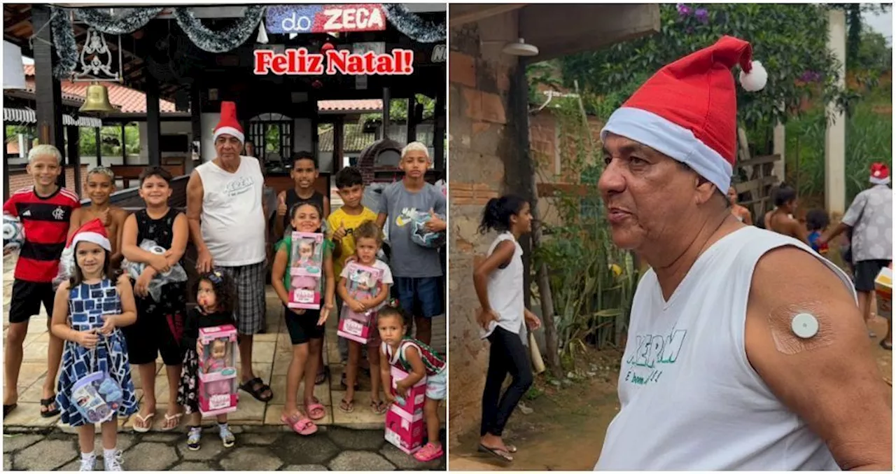 Zeca Pagodinho doa presentes de Natal em Xerém