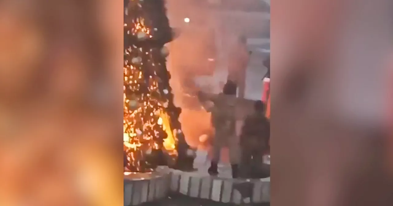 Jihadisti bruciano un albero di Natale ad Hama