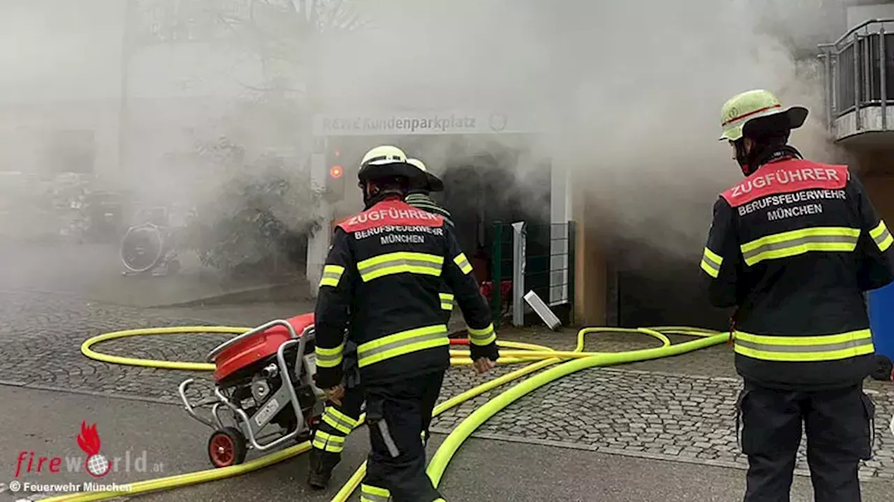 Brand in Münchner Tiefgarage: Zwei Fahrzeuge in Vollbrand