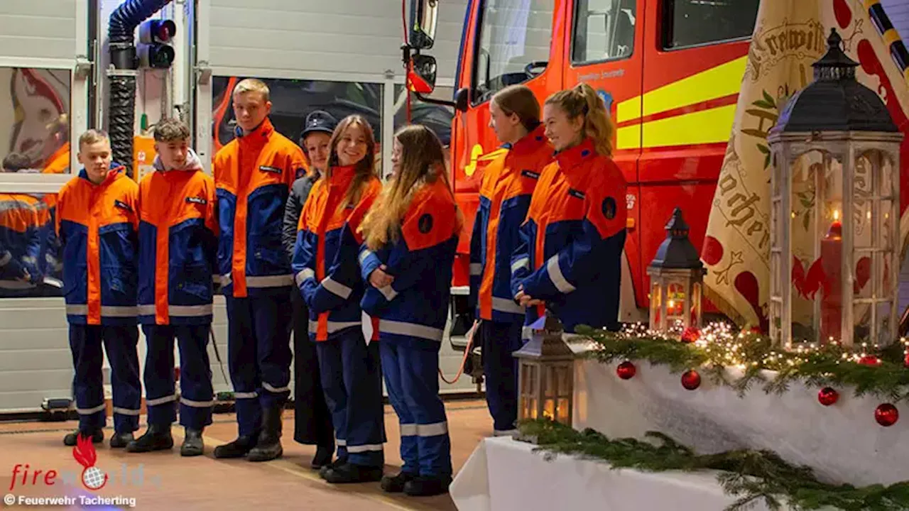 Jugendfeuerwehr Tacherting empfängt das Friedenslicht