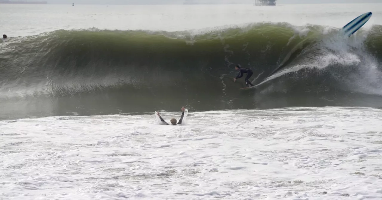 Expert Surfers Get an Early Christmas Gift at Seal Beach Pier