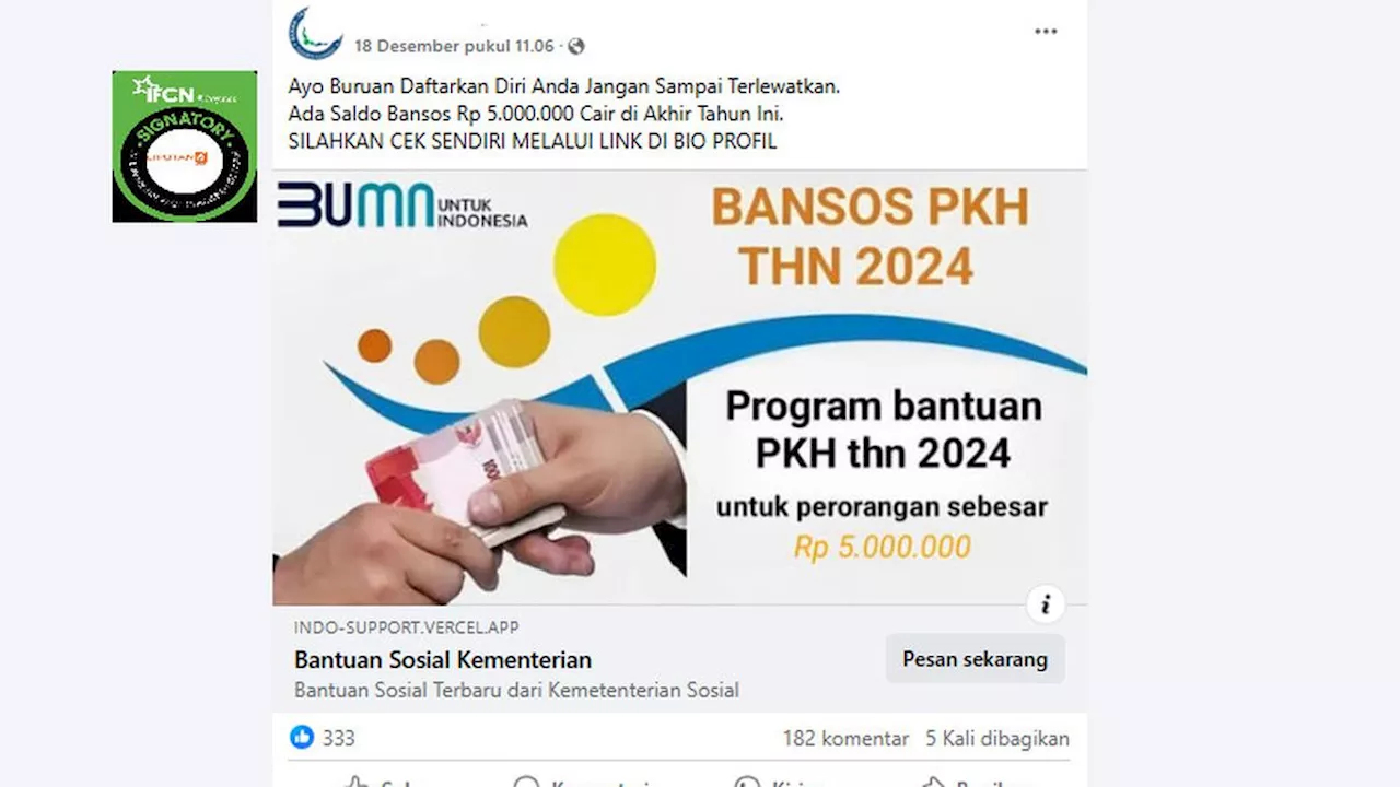 Waspada Hoaks Bansos Akhir Tahun Rp 5 Juta