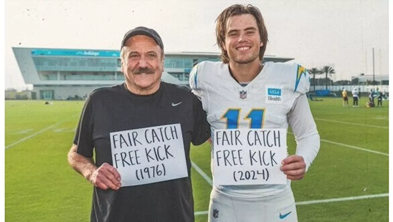 Ray Wersching Watches From History as Chargers Kicker Cameron Dicker Makes Rare Fair Catch Free Kick