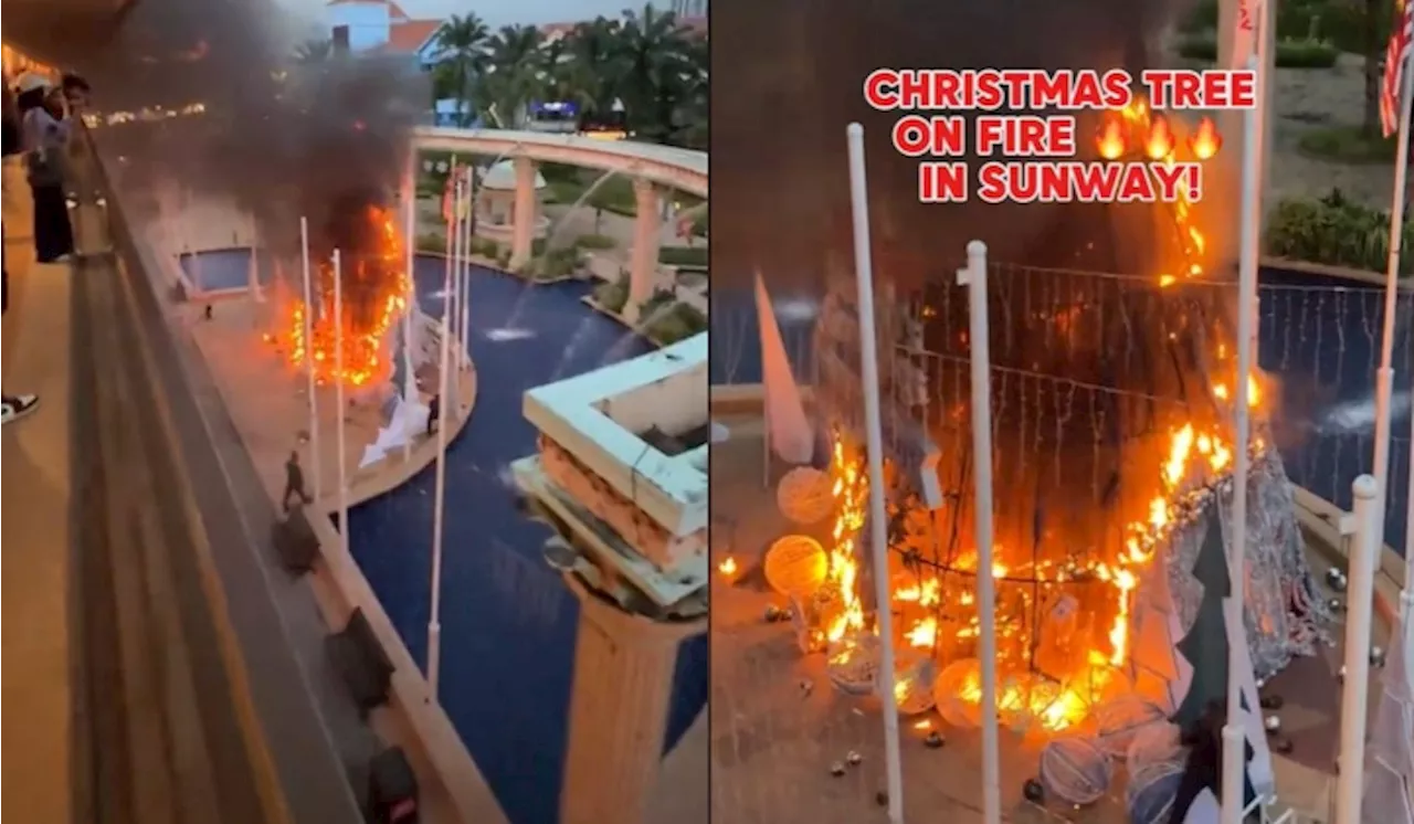 [Video] Hiasan Pokok Krismas Terbakar Di Hadapan Sunway Pyramid