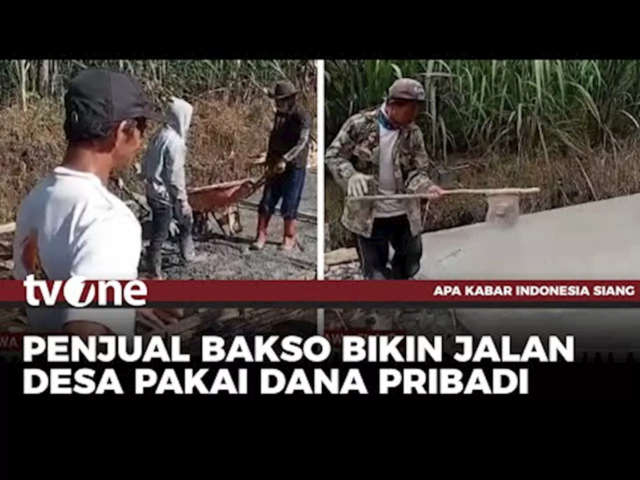 Warga Batam Perbaiki Jalan Rusak Desa dengan Dana Pribadi