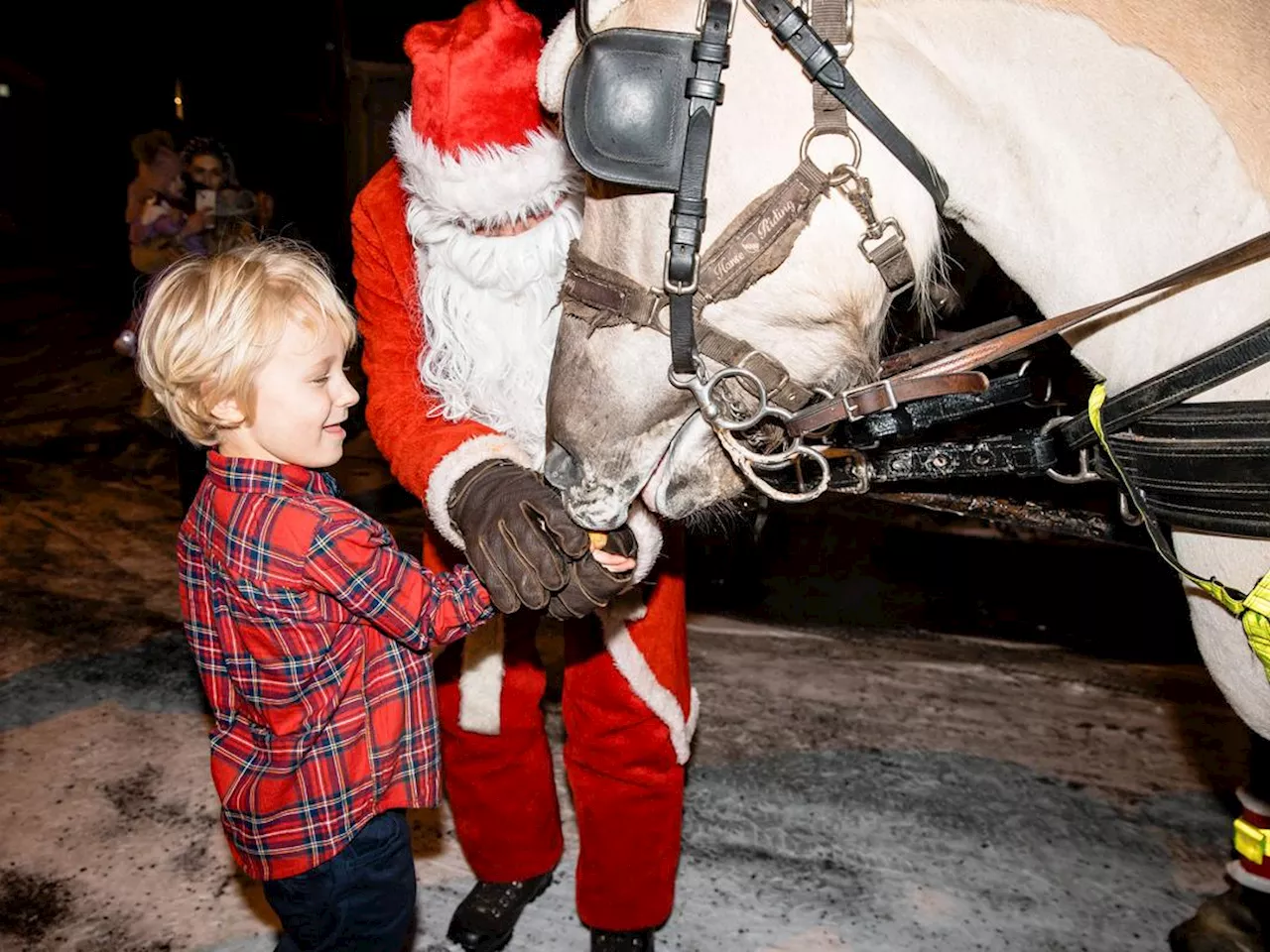 Julenissen tar turen med hest til familier i Oslo