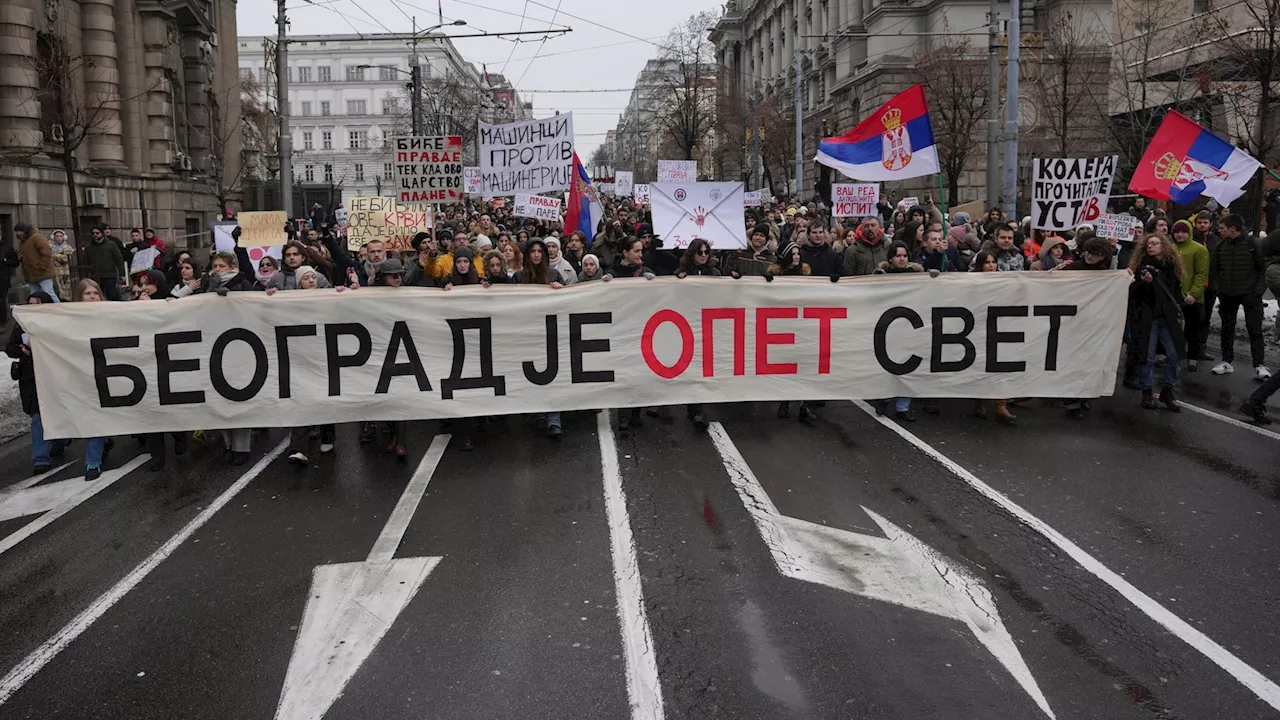 Serbia Students Protest for Justice After Concrete Canopy Collapse