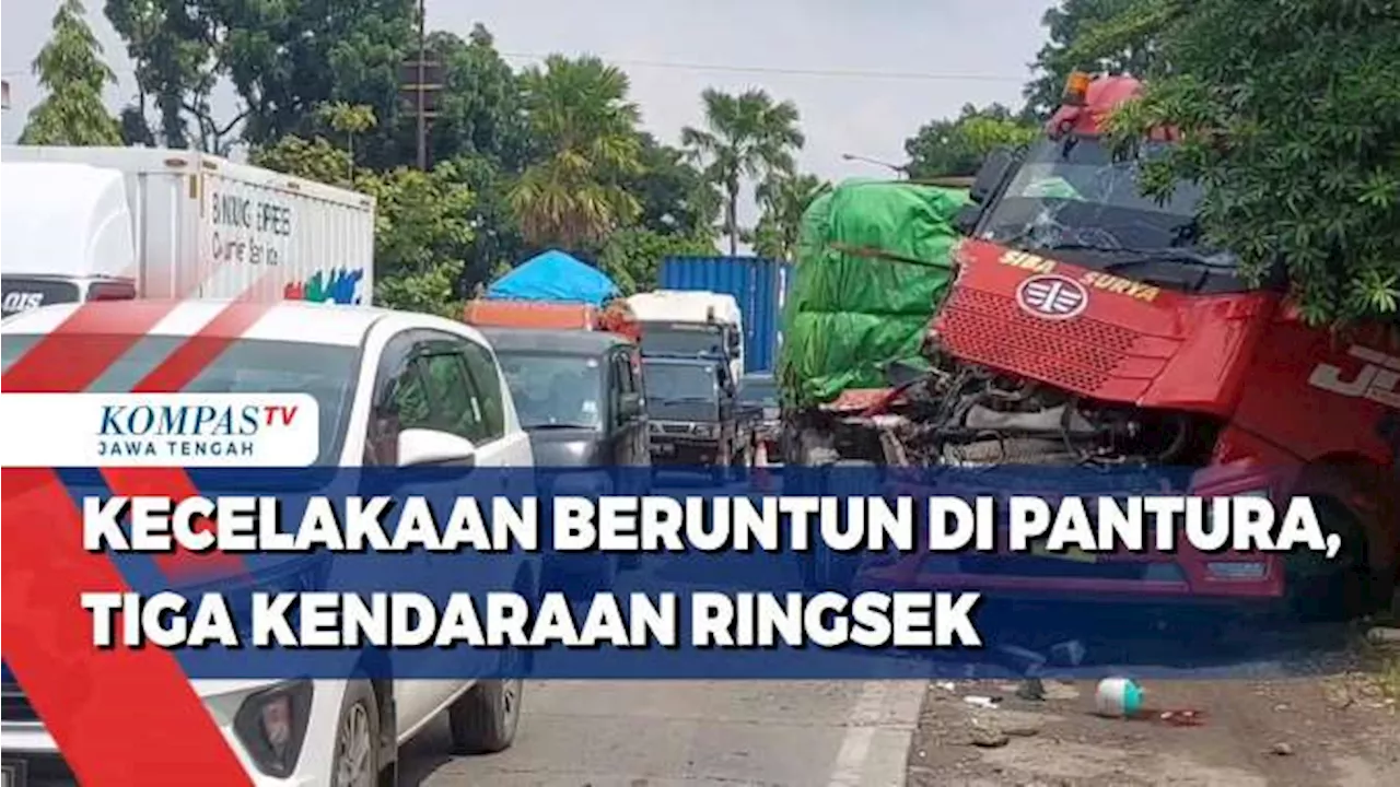 Kecelakaan Beruntun di Pantura, Tiga Kendaraan Ringsek