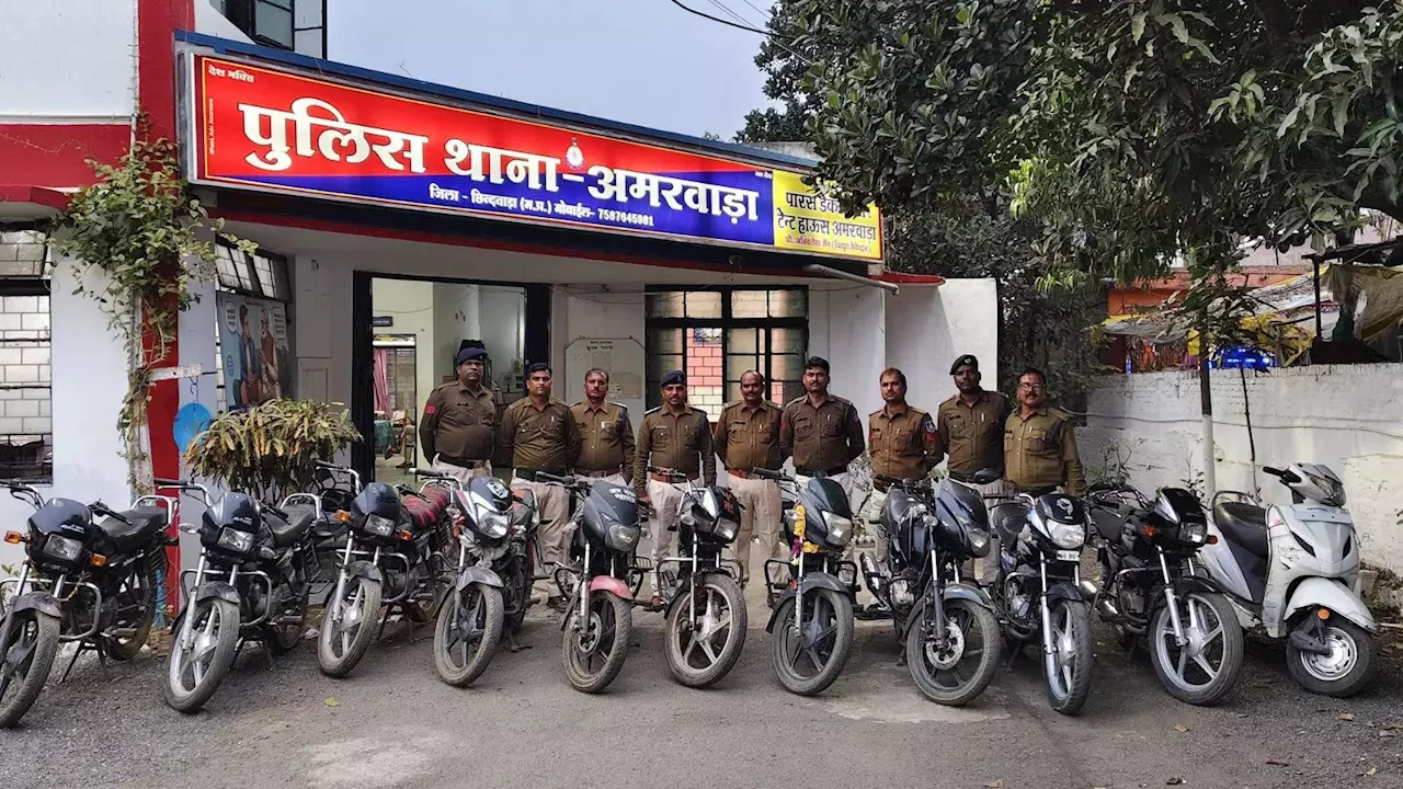 छिंदवाड़ा पुलिस ने 11 चोरी की मोटरसाइकिलों के साथ दो युवकों को गिरफ्तार किया