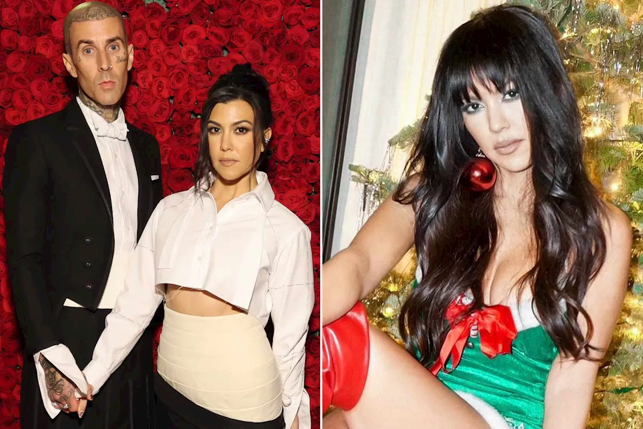 Kourtney Kardashian Barker Channels Sexy Mrs. Claus for Christmas Eve Shoot