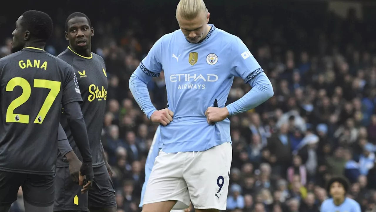 Erling Haaland misses penalty and Man City drops more points after 1-1 draw with Everton