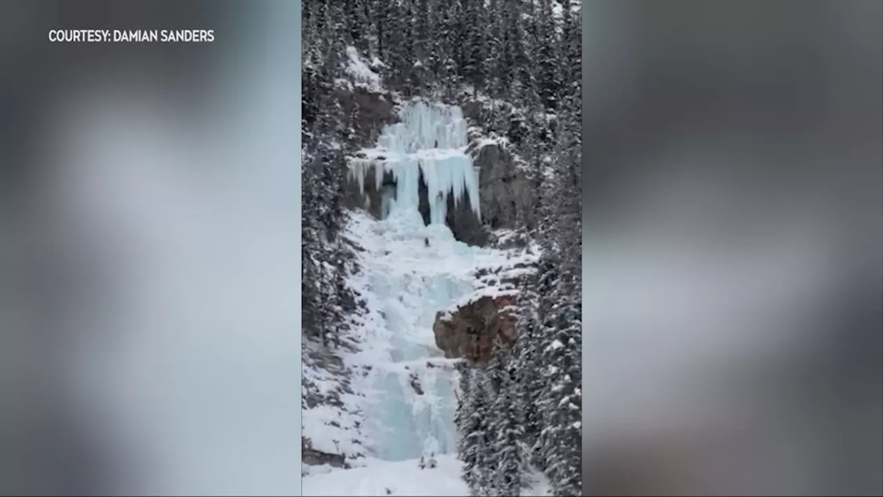 Lake Louise ice climber takes a scary fall, then carries on climbing ice