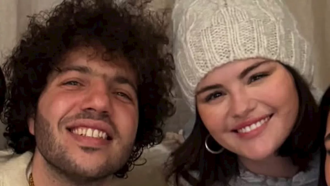 Selena Gomez and fiance Benny Blanco look cozy in holiday snap weeks after engagement