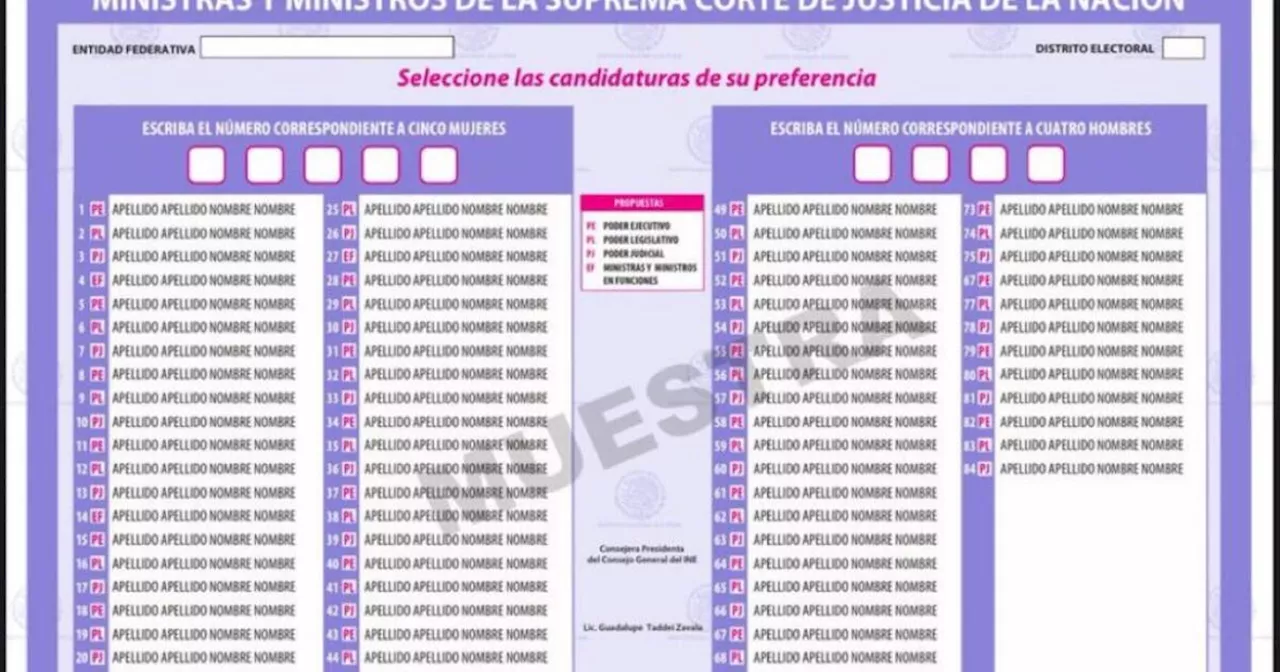 Así serán las boletas de la elección judicial de 2025 que aprobó el INE