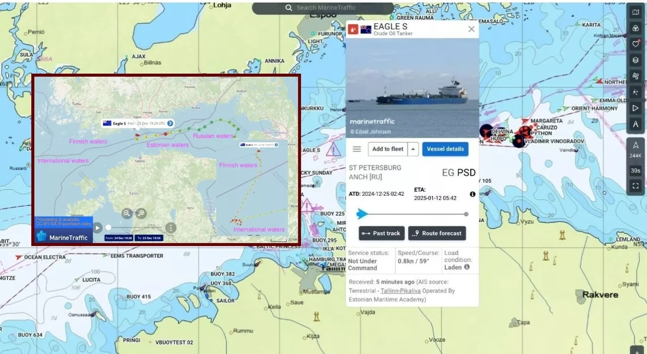 Finlandia, sequestrata la nave ombra russa Eagle S: tranciati 4 cavi sottomarini, così Putin minaccia il Mar B