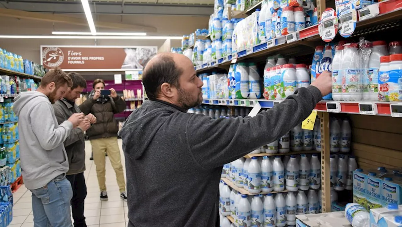 Producteurs de lait contrôle les origines des produits dans les supermarchés de l'Aveyron