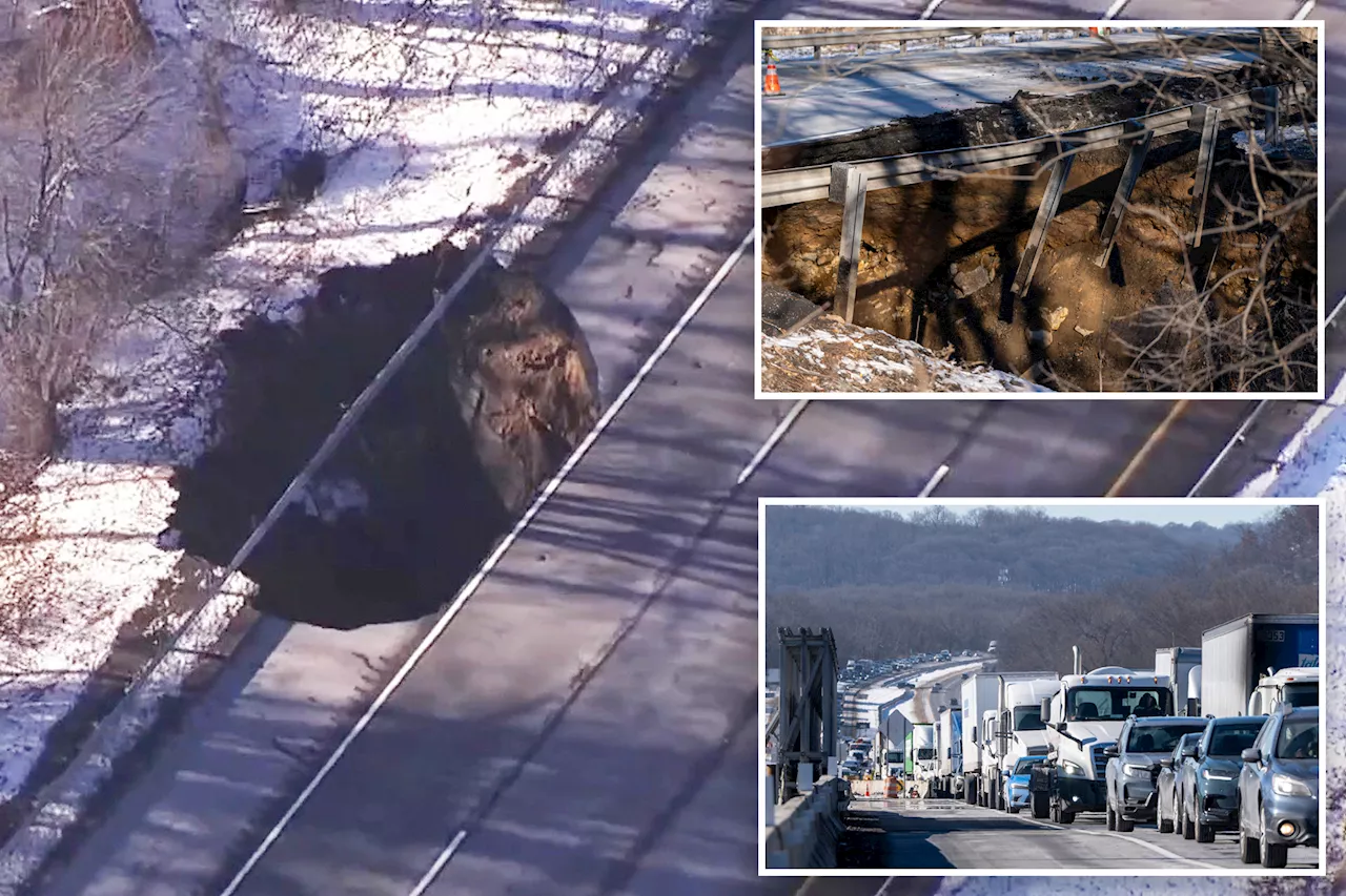 Monster sinkhole opens along major New Jersey highway, leading to closures, traffic delays