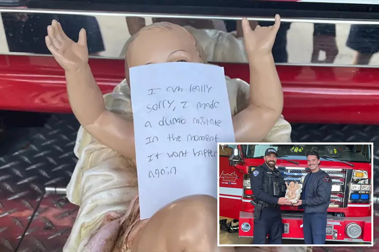 Thief returns stolen baby Jesus statue with note asking forgiveness for 'dumb mistake'