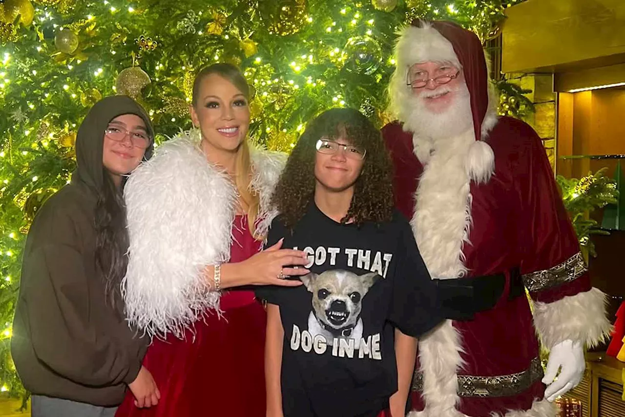 Mariah Carey Shares Sweet Snaps with 13-Year-Old Twins Monroe and Moroccan and Santa on Christmas Day