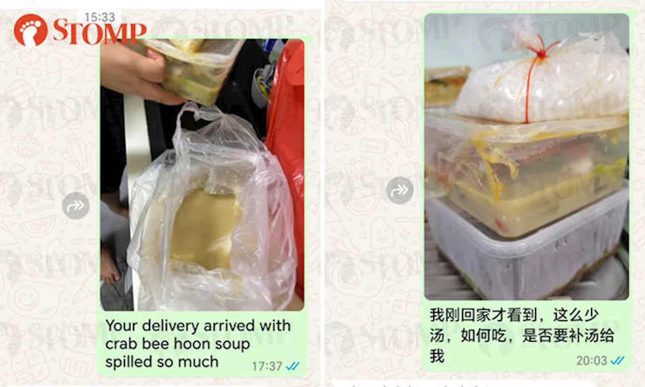 Yishun restaurant keeps blaming delivery rider after customer gets $231.80 order with soup spilled