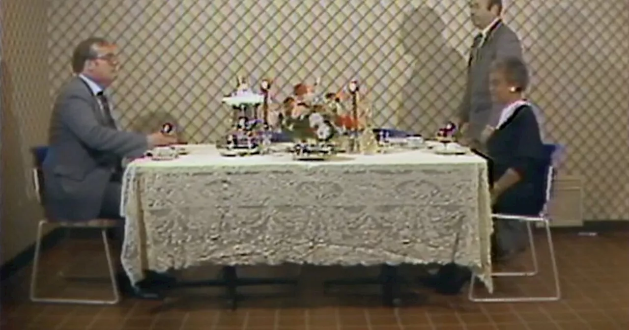 1984: WRTV reporters share romantic dinner in station break room