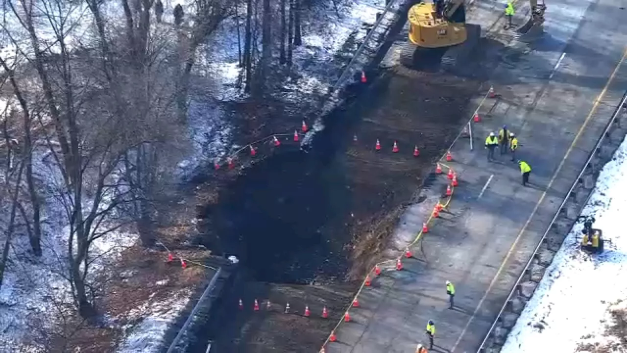 Collapsed abandoned mineshaft caused giant sinkhole shutting down part of I-80 in Morris County