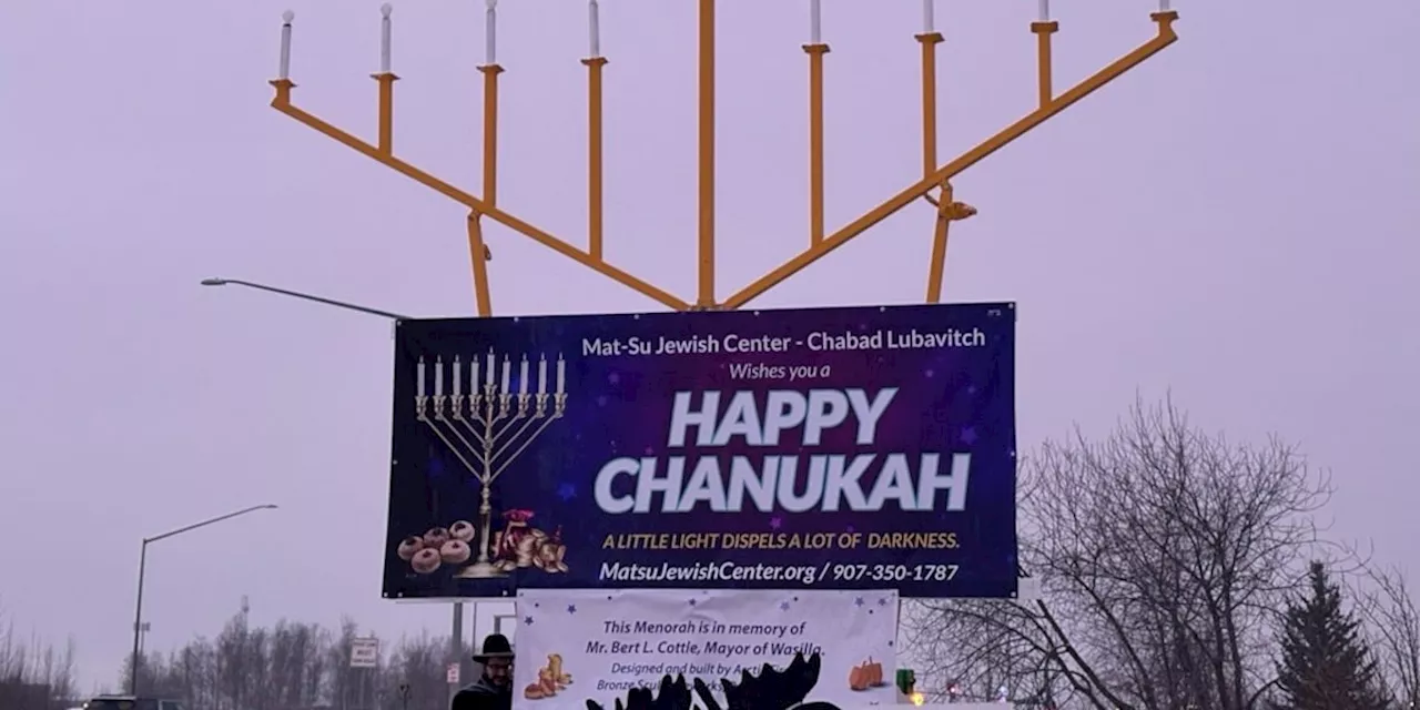 Wasilla lights new giant menorah on second night of Hanukkah