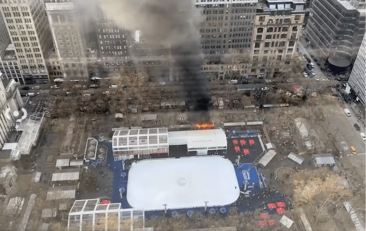 Fire at Bank of America Winter Village at Bryant Park