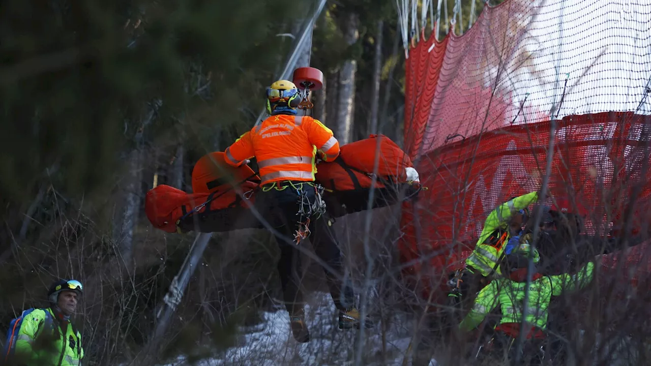 Medical Staff Assist France's Cyprien Sarrazin After Alpine Ski Crash