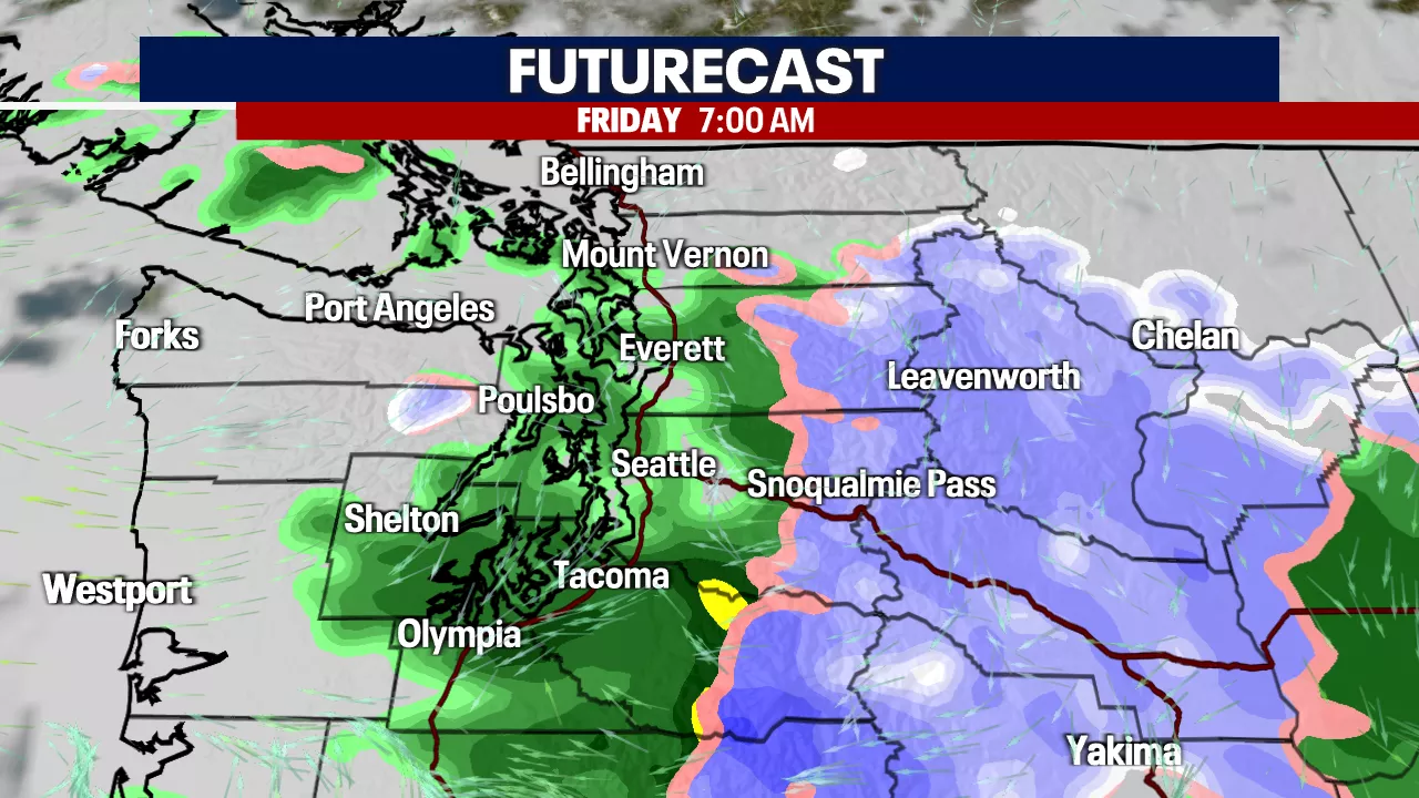 Seattle weather: More rain and mountain snow Friday