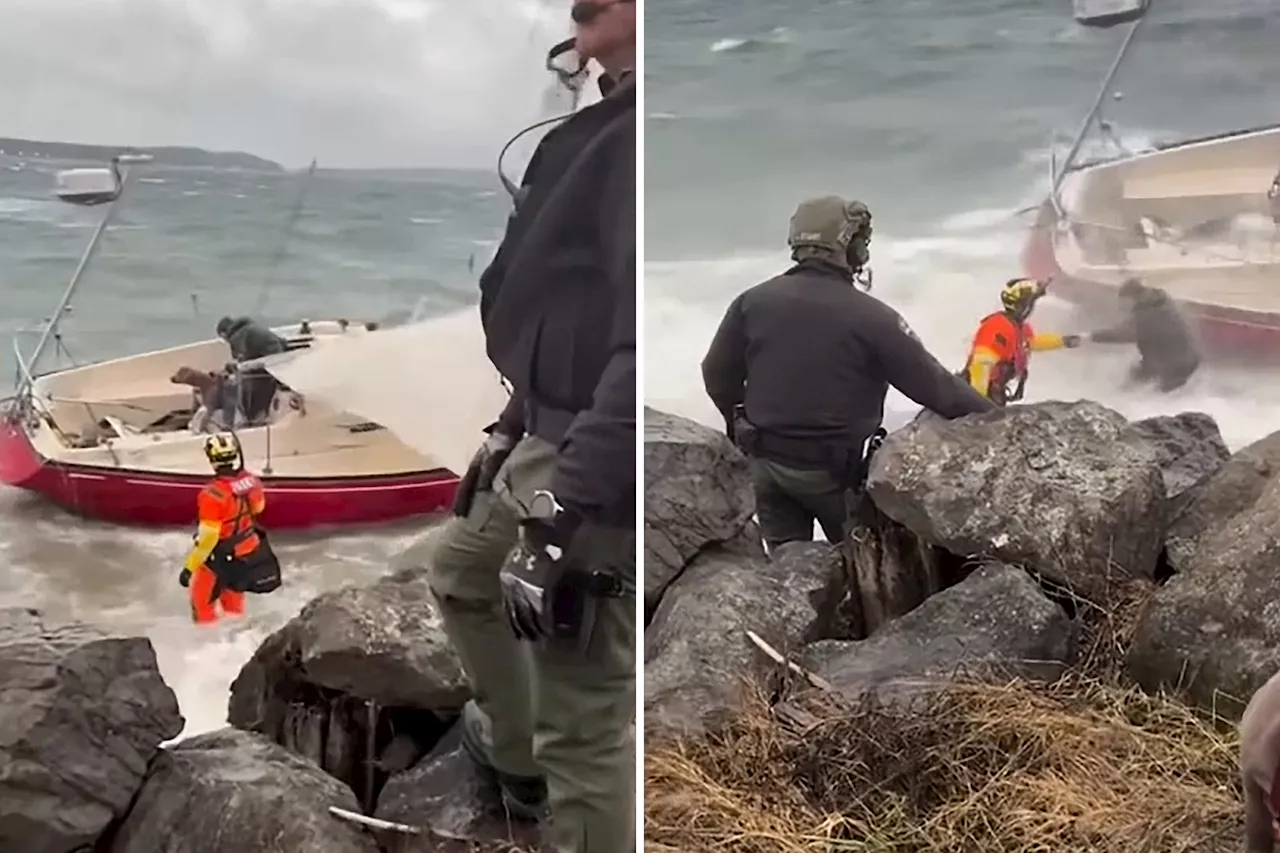 Coast Guard rescues man and his dog from sailboat run aground on Christmas morning