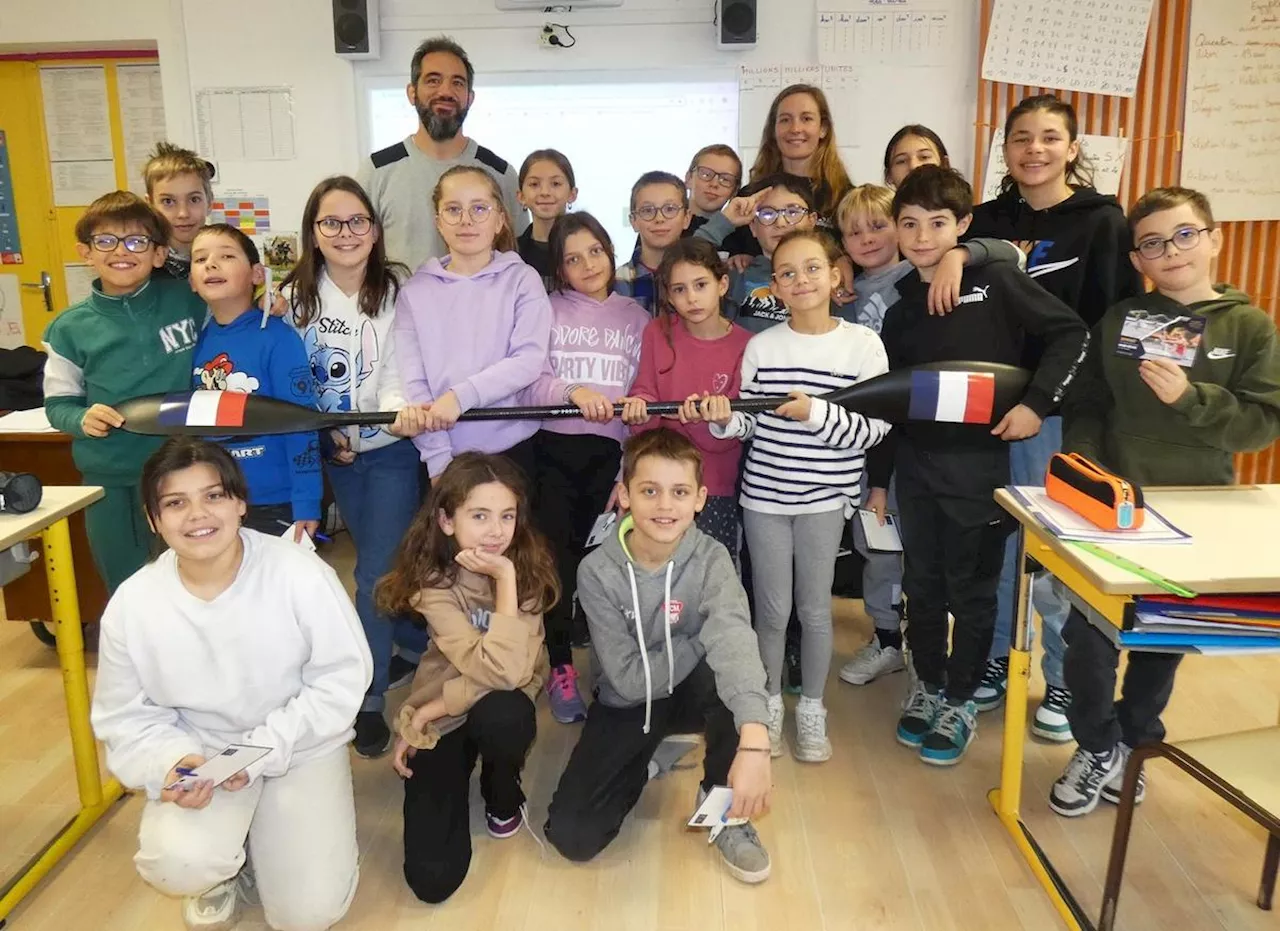 Saint-Médard-de-Mussidan : la kayakiste et athlète olympique Manon Hostens en visite à l’école