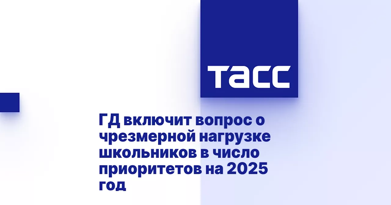 ГД включит вопрос о чрезмерной нагрузке школьников в число приоритетов на 2025 год