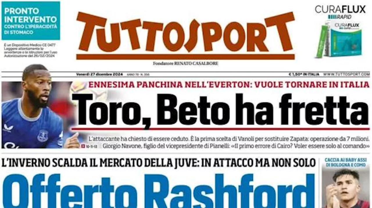 Tuttosport apre sul mercato della Juventus: 'Offerto Rashford, attesa Zirkzee'